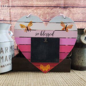 Pink ~Pallet Heart Picture Frame~ So Blessed